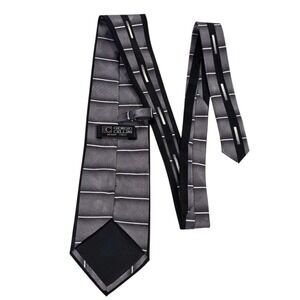 GIORGIO CELLINI Geometric Silk Blend Tie Men's Neckwear Black Grey Power Office